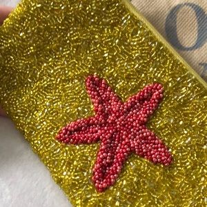 Moyna Golden Yellow Beaded Clutch with Starfish